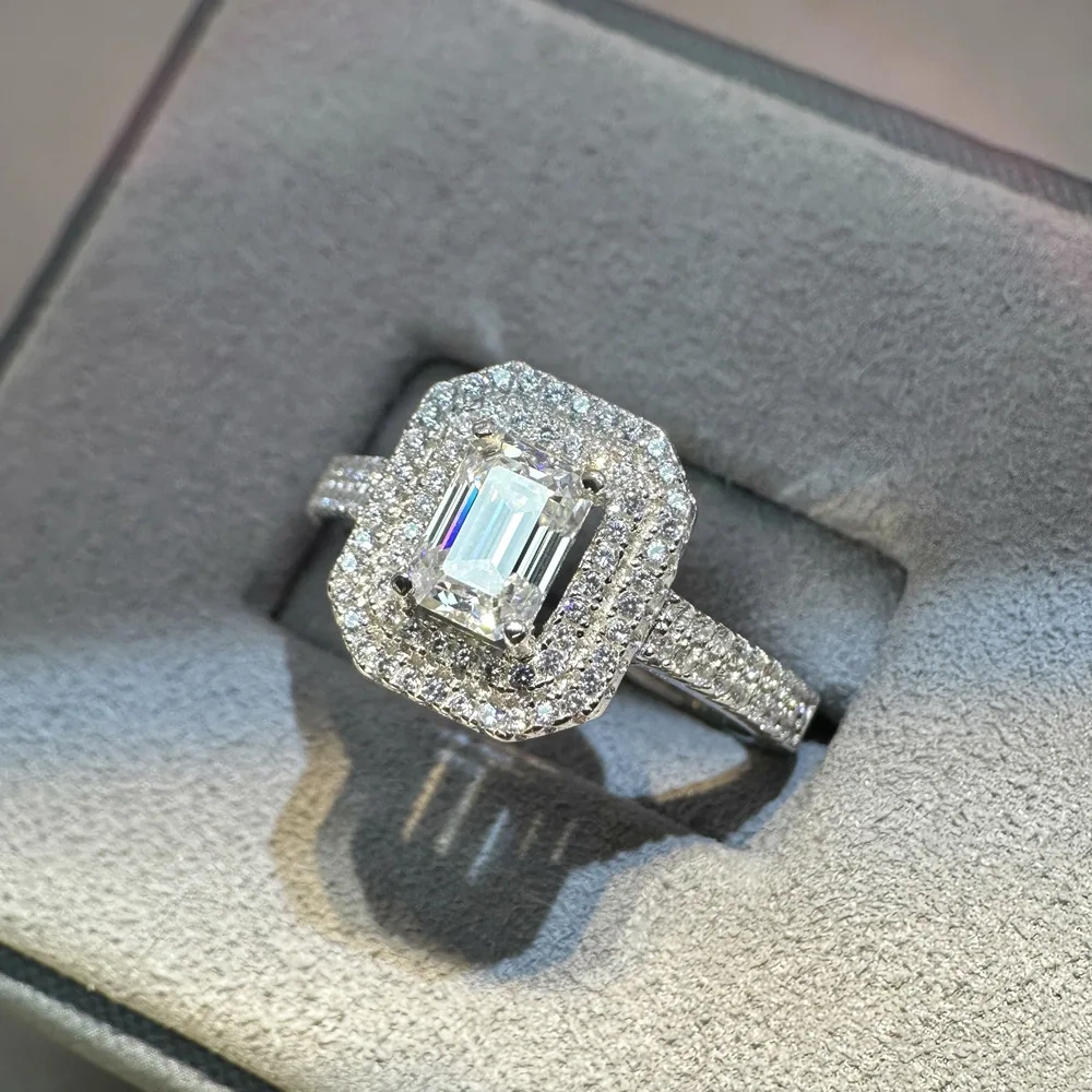 ShanLover Brand High Quality Mosan Diamond Ring for Women Luxury S925 Sterling Silver Encrusted with Diamonds All over Jewelry