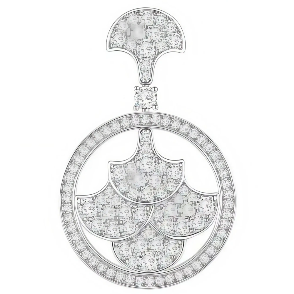 ShanLover Brand CMA Certificate 5A Level High Quality 925 Sterling Silver Diamond Circle Fan Zircon Drop Earrings Jewelry