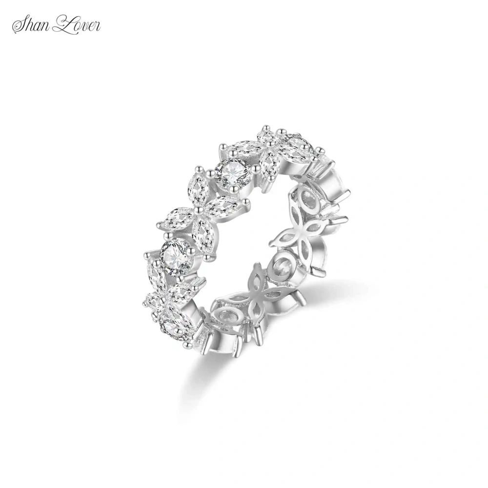 ShanLover Brand  High Quality  925 Sterling Silver Diamond Studded Ring Certificate Hot Sales Fashion Zircon Ring