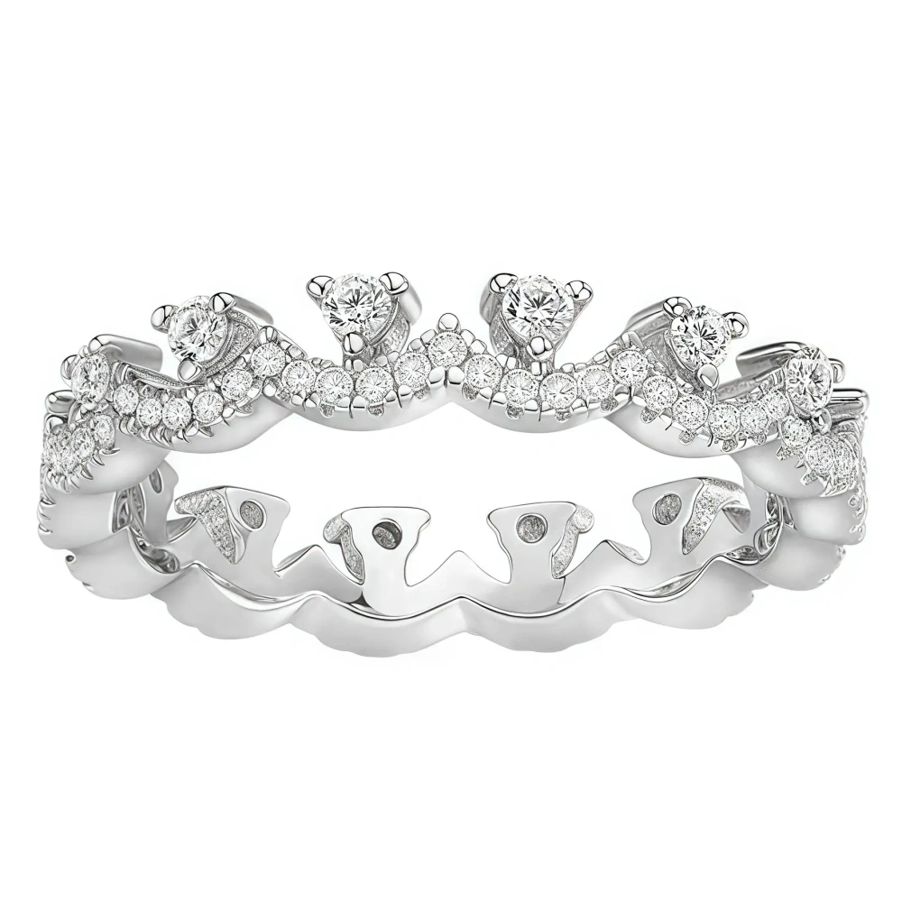 ShanLover Brand round Diamond Row Diamond Lace Ring for Women 925 Silver French Light Luxury High Quality Wedding Band
