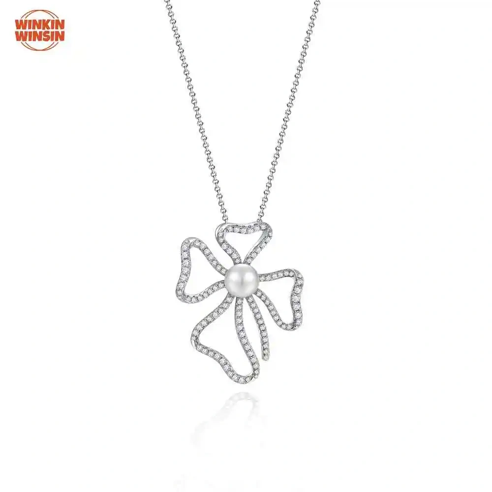 Winkin Winsin High Carbon Diamond Pendant Inlaid Geometric 925 Silver Necklace