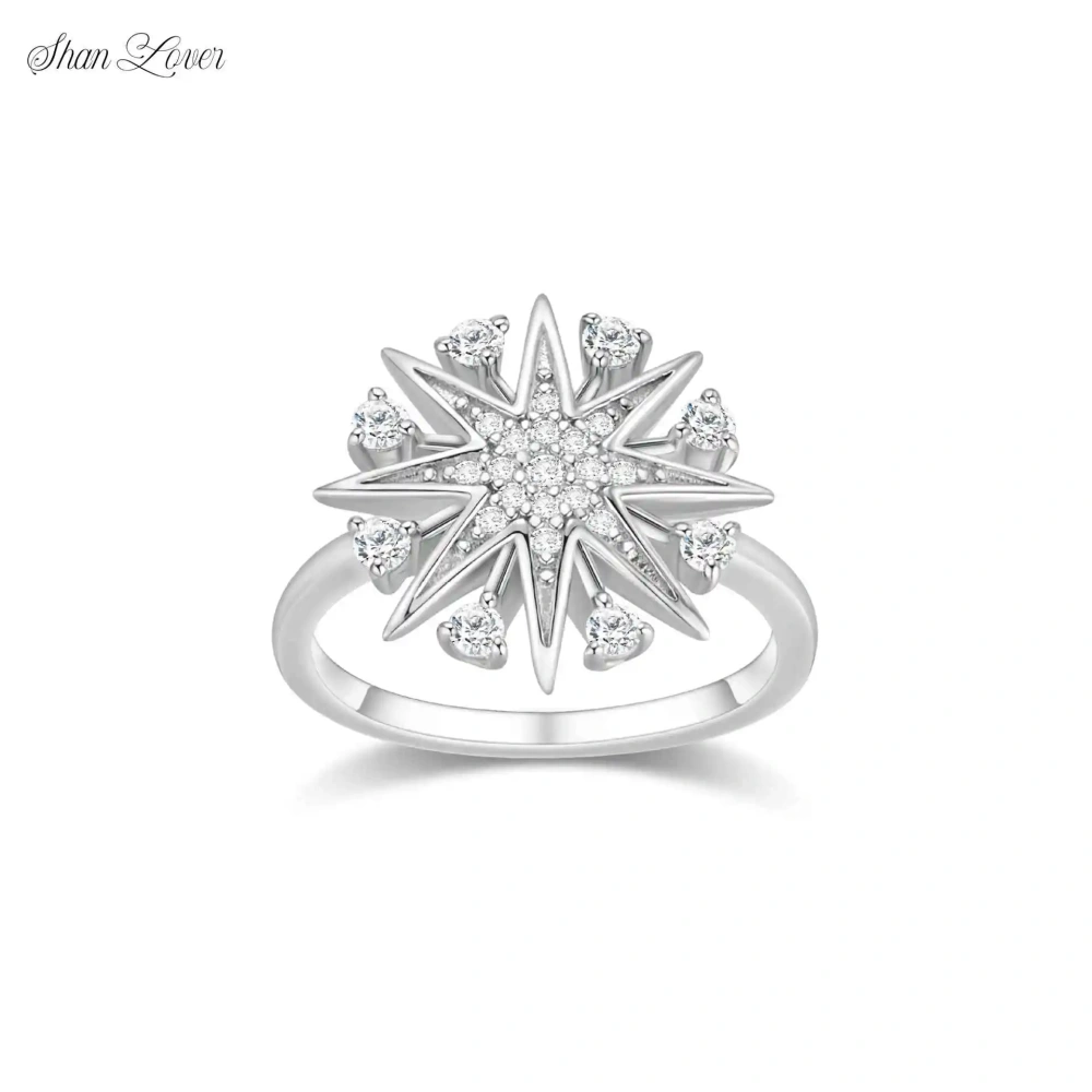 ShanLover  Brand 925 Sterling Silver Full Diamond Comet Ring For Women Light Luxury Niche Design Jewelry Accessory
