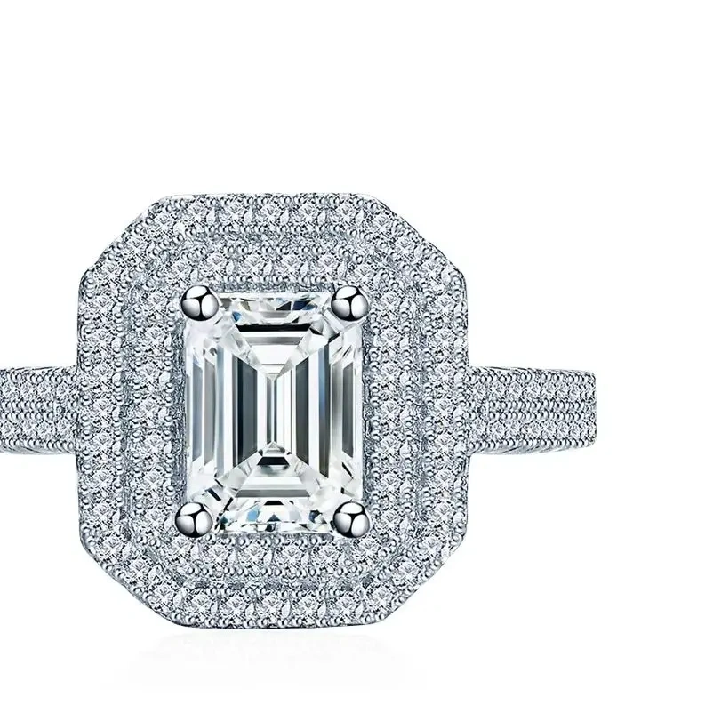 ShanLover Brand High Quality Mosan Diamond Ring for Women Luxury S925 Sterling Silver Encrusted with Diamonds All over Jewelry
