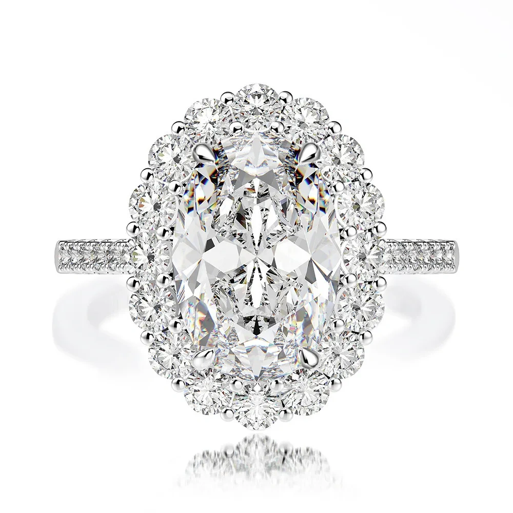ShanLover Luxury Brand Designer 4.5ct Moissanite Diamond Rings 925 Sterling Silver Jewelry For Woman Gemstones Moissanite Ring