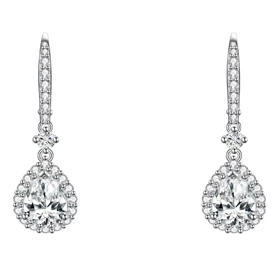 ShanLover Brand 5A Level S925 Sterling Silver Teardrop Zircon Earrings CMA Certificate Luxury Brand Designer Drop Earrings