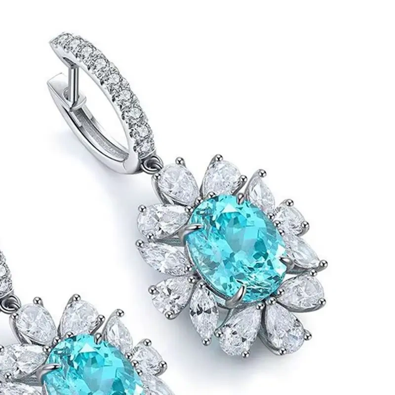 ShanLover Brand Luxury S925 925 Sterling Silver 8.5Carat Lab Grown Gemstones Inlaid Group Earrings Jewelry for Women