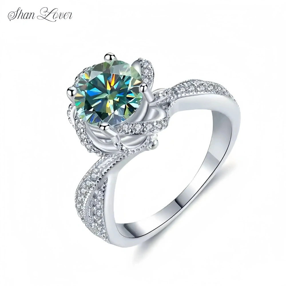 ShanLover Brand GRA Certificated MST Top Grade Moissanite Ring for Women Real 925 Sterling Silver Bridal Wedding Rings Jewelry