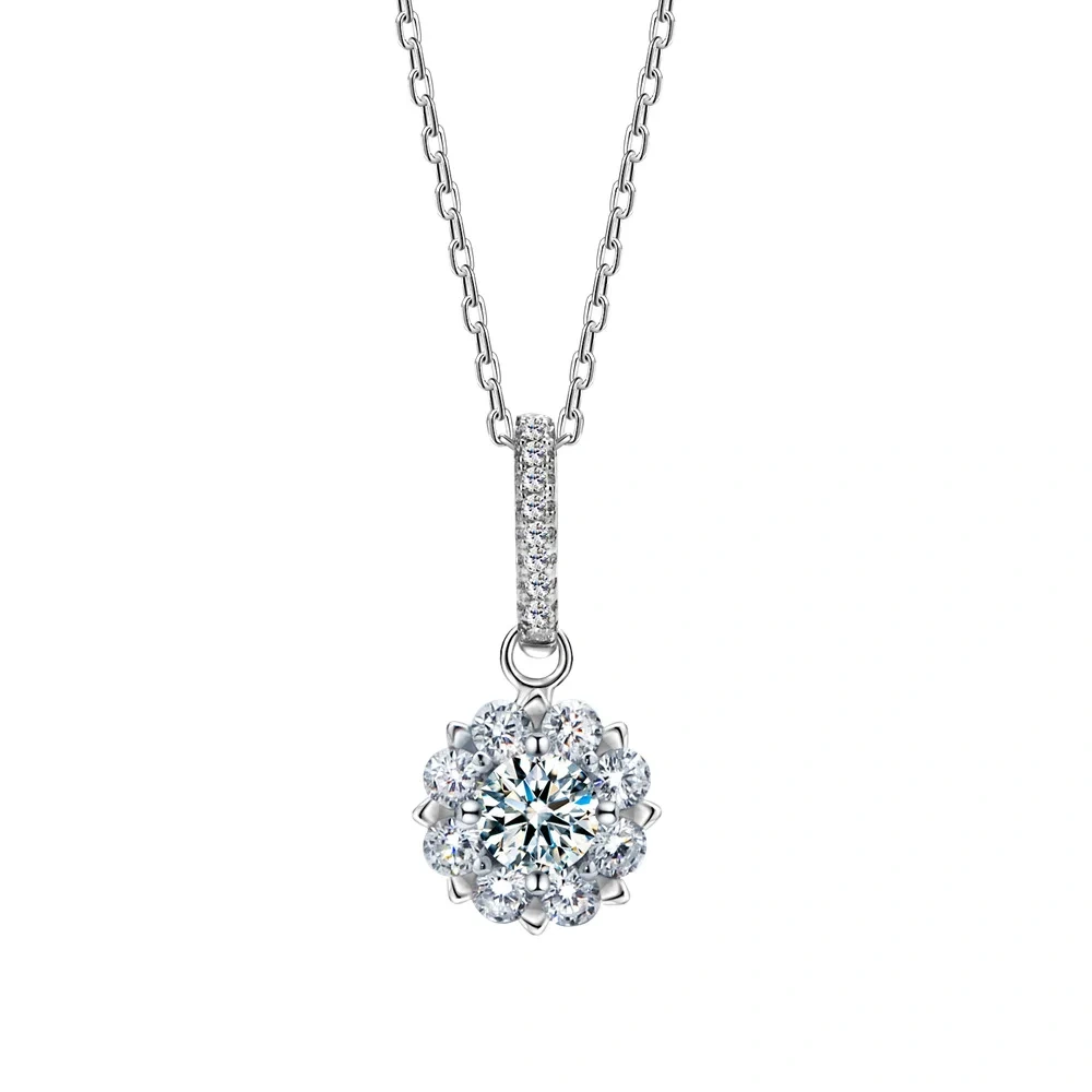 ShanLover Brand Luxury Women 925 Pure Silver Necklace Snowflake Pendant MST Moissanite Diamond Drop Pendants Necklaces Jewelry