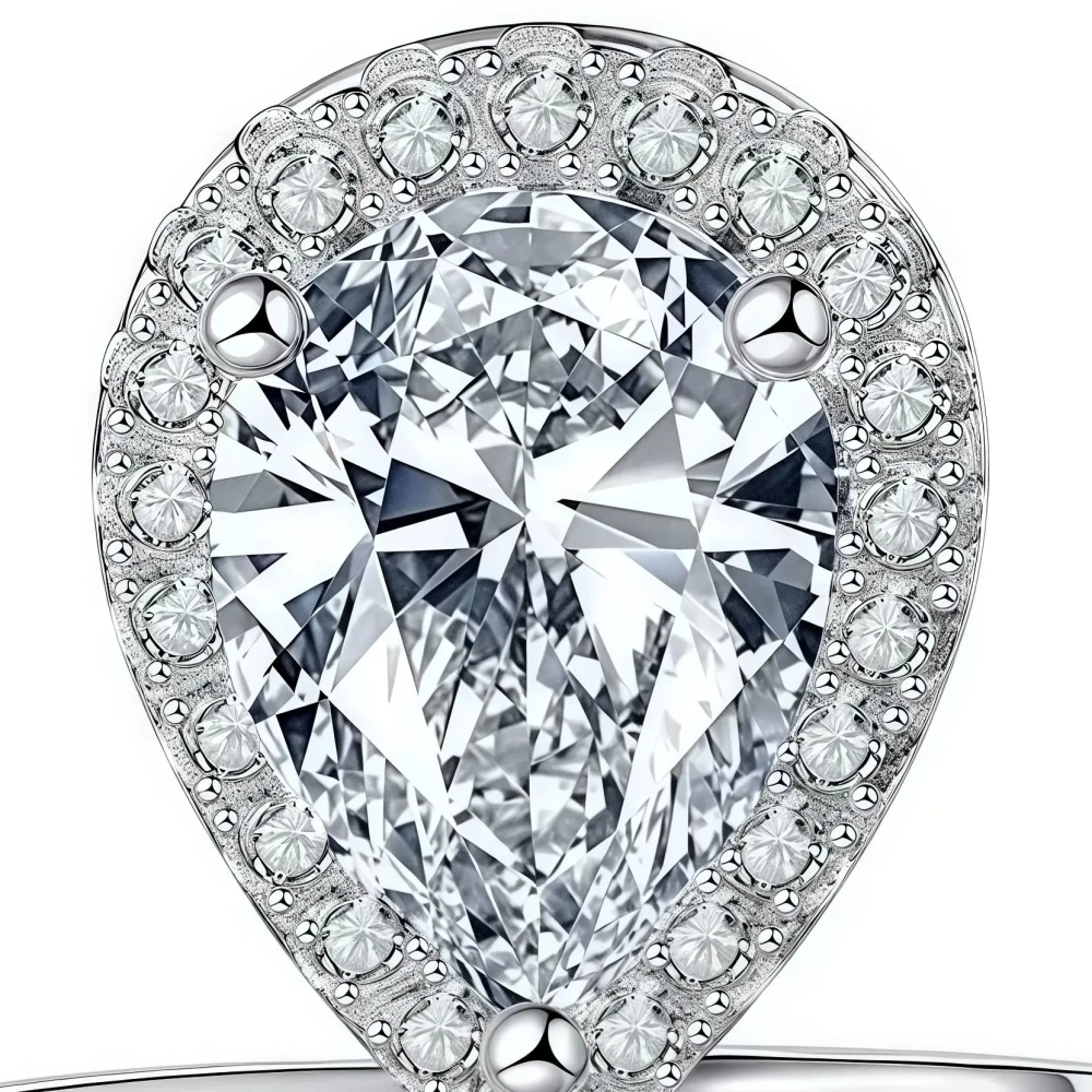 ShanLover Brand Teardrop Shaped Moissanite Diamond Ring for Women S925 Sterling Silver Light Luxury Sparkling Finger Accessory