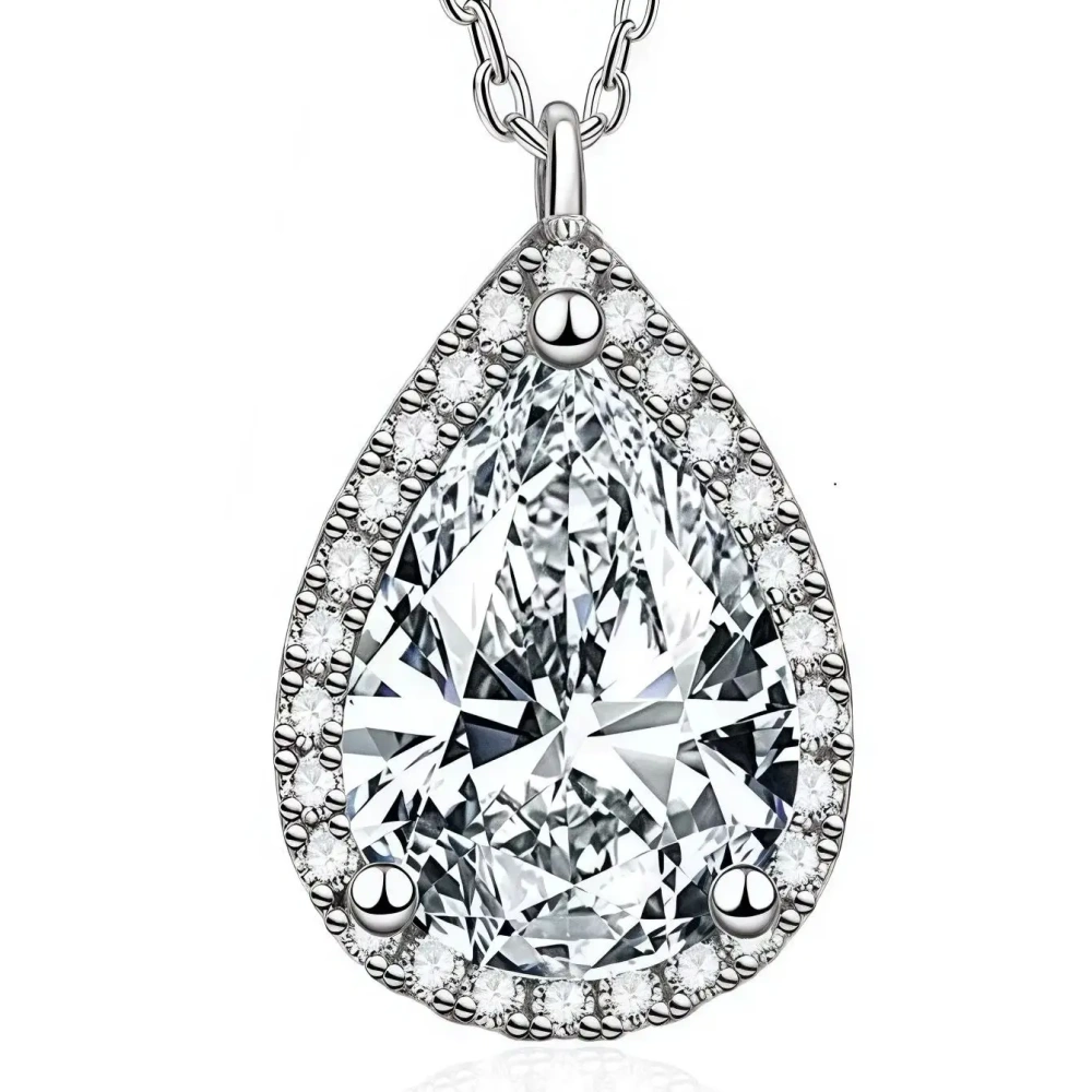 ShanLover Brand 1.75ct Water Droplet Shape Moissanite Diamond Necklace for Women 925 Sterling Silver Fashionable Jewelry