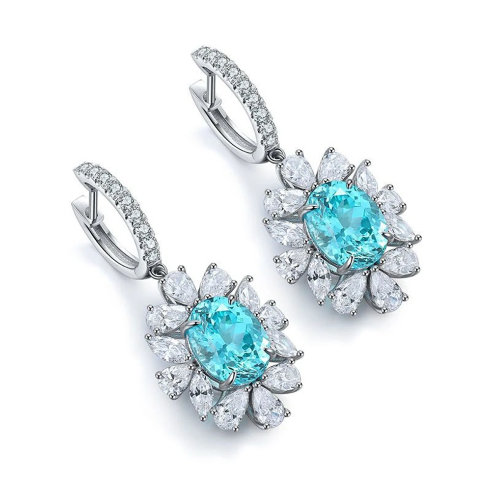 ShanLover Brand Luxury S925 925 Sterling Silver 8.5Carat Lab Grown Gemstones Inlaid Group Earrings Jewelry for Women