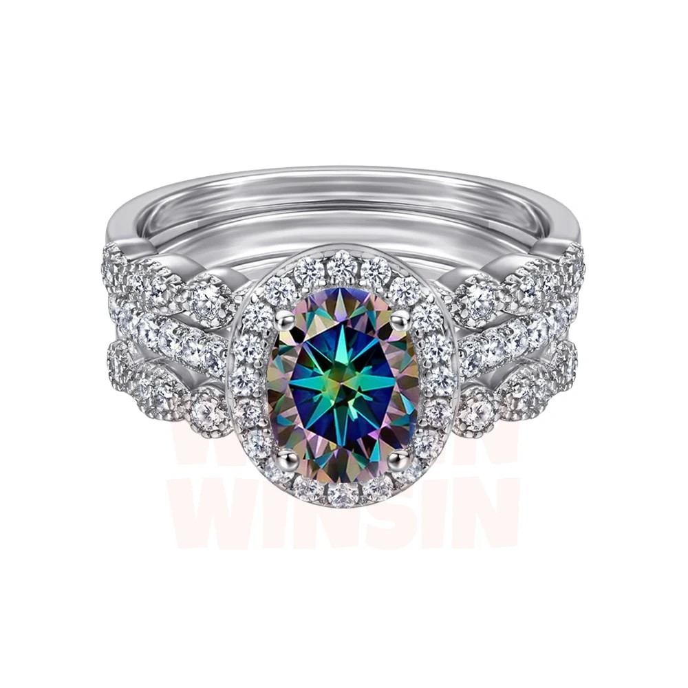 Winkin Winsin s925 sterling silver 1.5-carat oval Moissanite ring for women's silver jewelry, exuding a sense of luxury