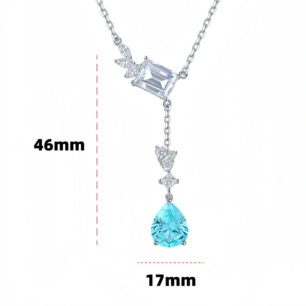 ShanLover Brand Real 925 Sterling Silver Pendant Necklace Lab Grown Paraiba Blue Tourmaline Gemstones Necklaces Pendants Women
