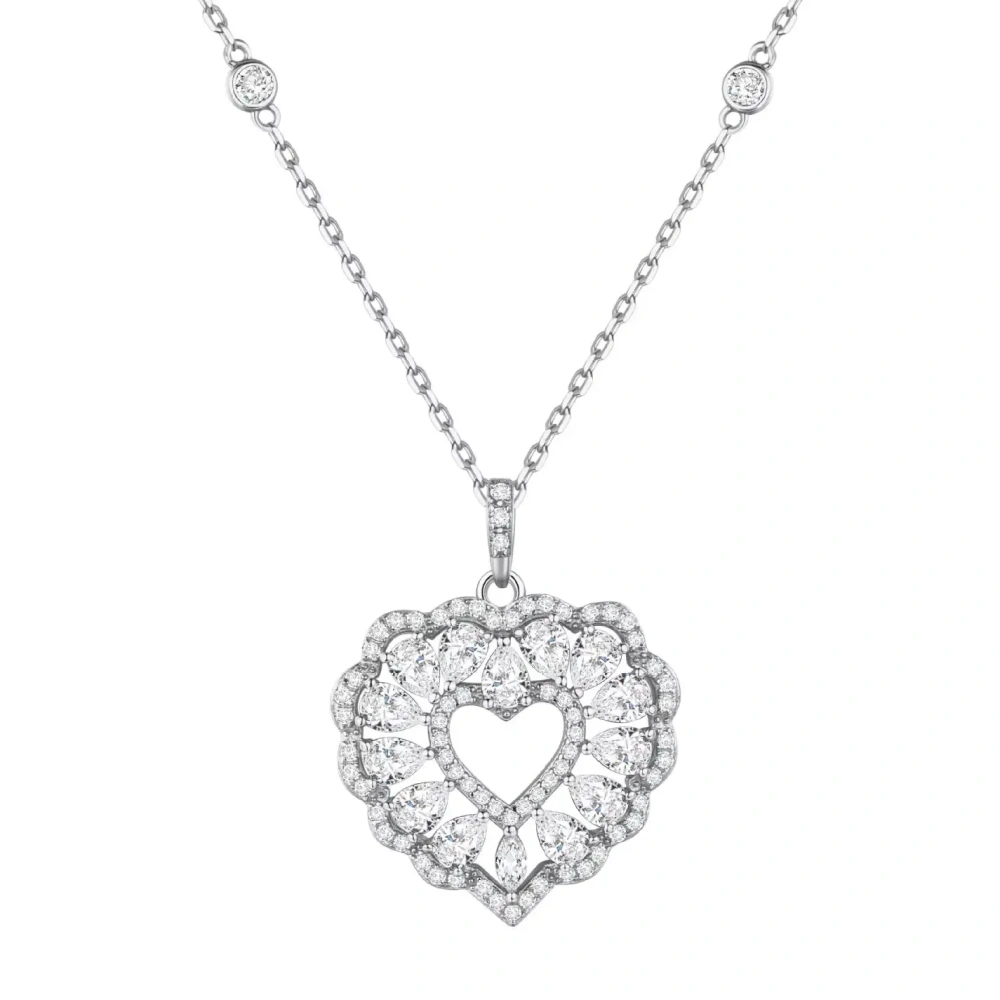 ShanLover Brand High-End Quality Real 925 Sterling Silver Necklace Pendants 18K Gold Plating Jewelry Heart Pendant Necklaces