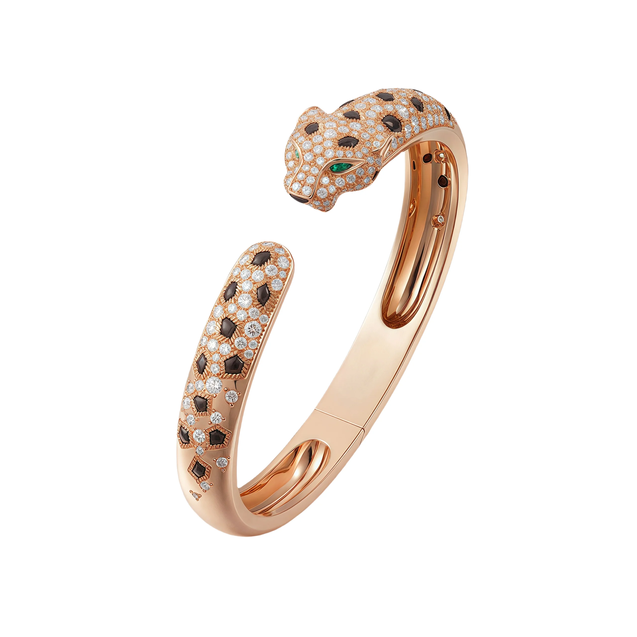 Winkin Winsin Brand Designer 925 Sterling Silver Cuff Bangle For Women Carbon Diamond Cheetah Leopard Bangles Bracelet Jewelry