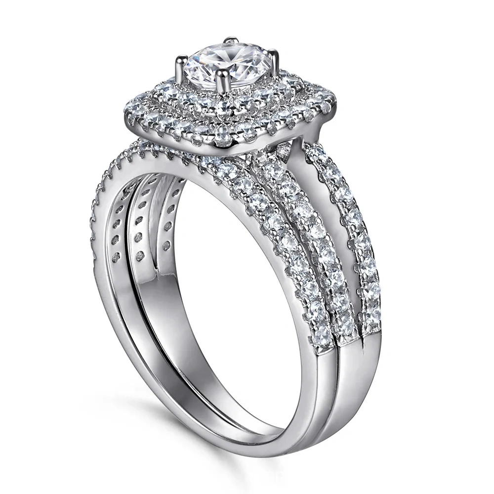 Winkin Winsin 925 Sterling Silver Light Luxury Ring Set Moissanite Diamond Ring Set CMA Certificate Jewelry
