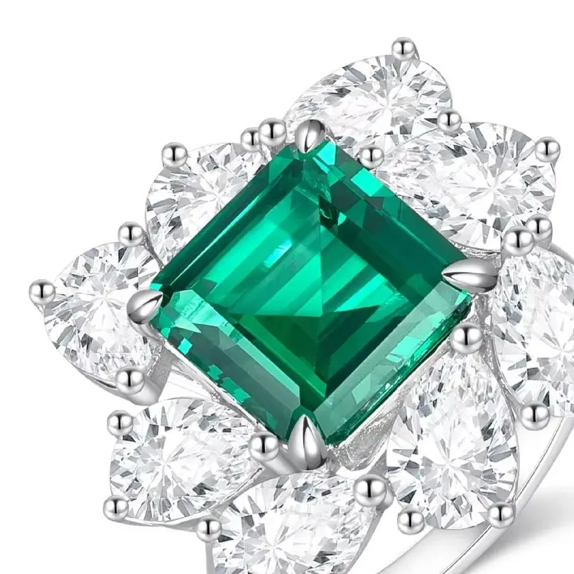 ShanLover Brand Luxury S925 Real 925 Sterling Silver Ring for Women Green Gemstones Embedded Fashion Rings Jewelry Accessory