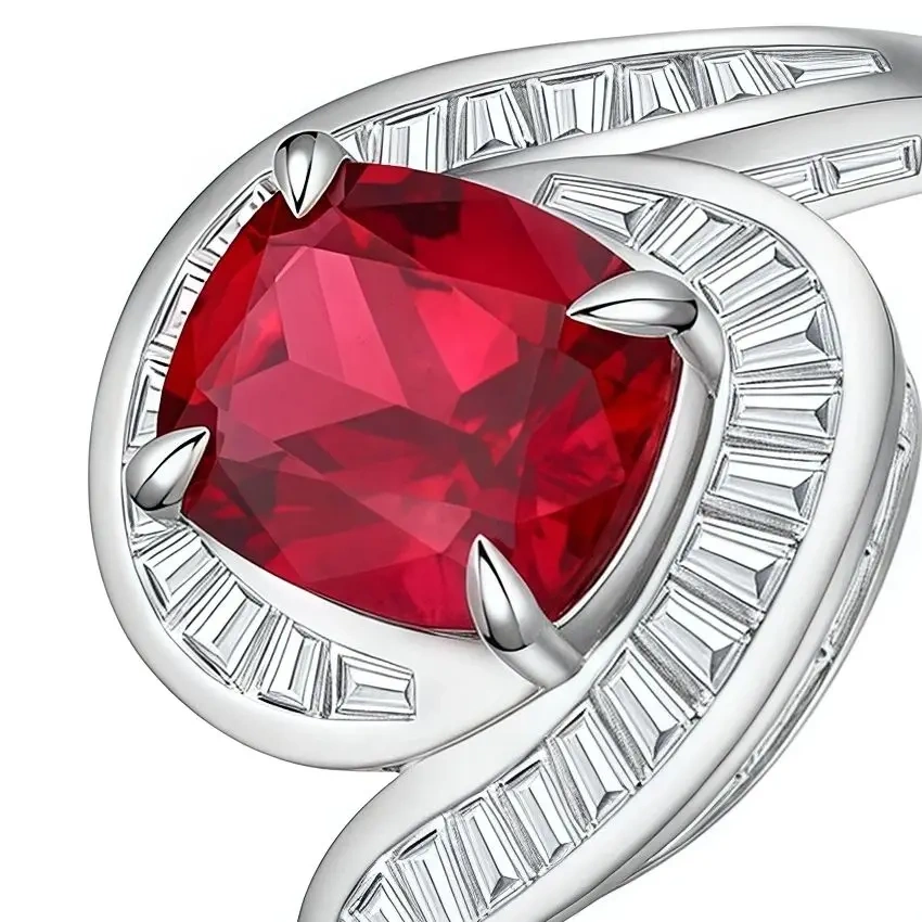ShanLover Brand High End Light Luxury 925 Sterling Silver Ruby Diamond Ring for Women Rare Fade-resistant Jewelry Accessory