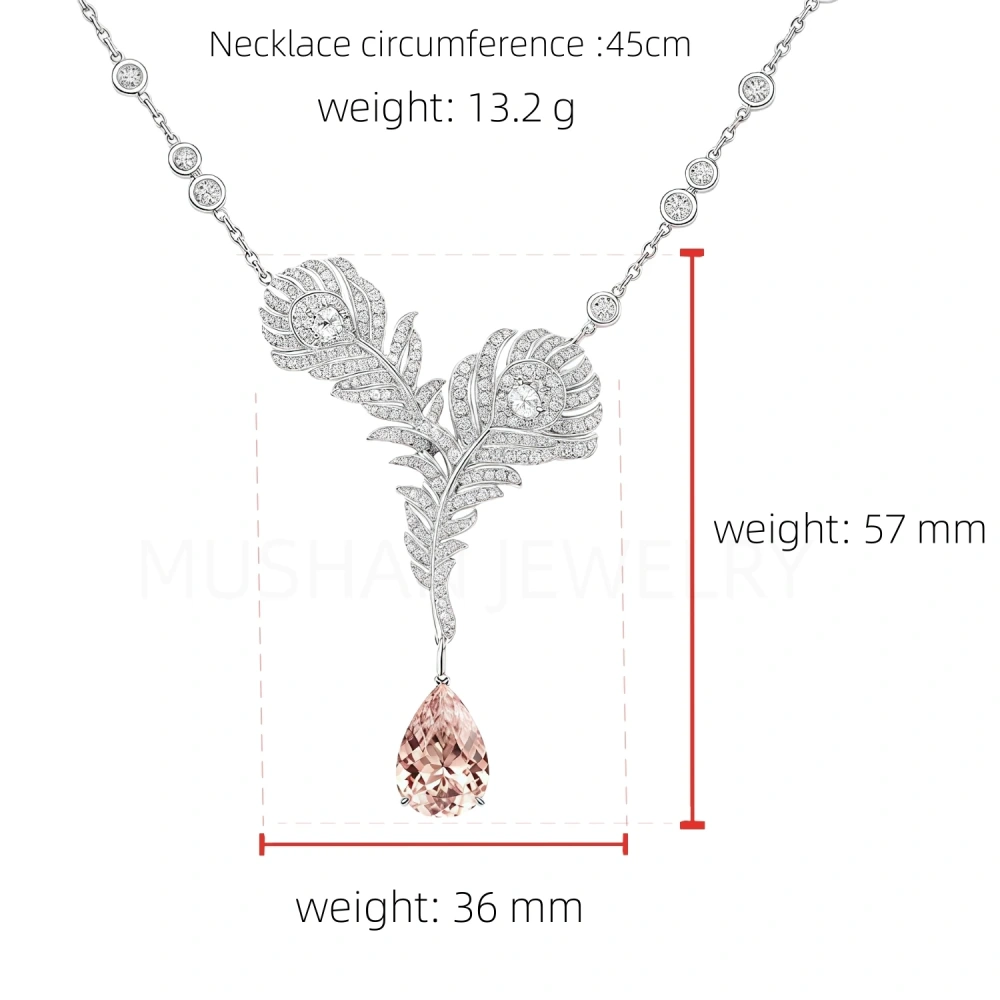 WinkinWinsin Brand Luxury 925 Sterling Silver Pendants Necklaces High Carbon Diamond Feather Necklace Pendant For Women Jewelry