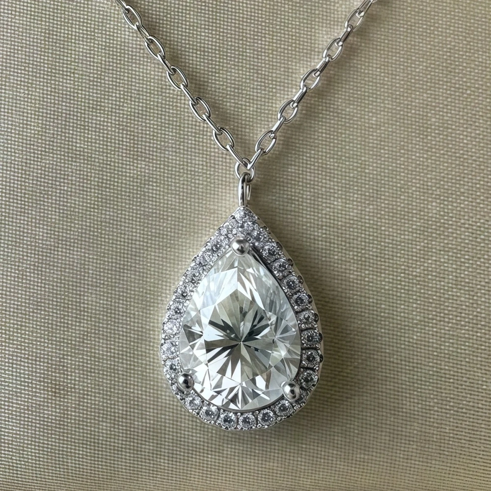 ShanLover Brand 1.75ct Water Droplet Shape Moissanite Diamond Necklace for Women 925 Sterling Silver Fashionable Jewelry
