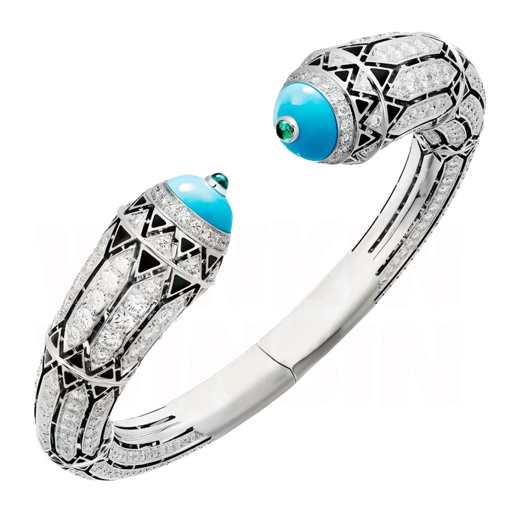 Winkin Winsin Brand Designer Real 925 Sterling Silver Cuff Bracelet For Women Bangle Carbon Diamond Gemstones Bangles Jewelry