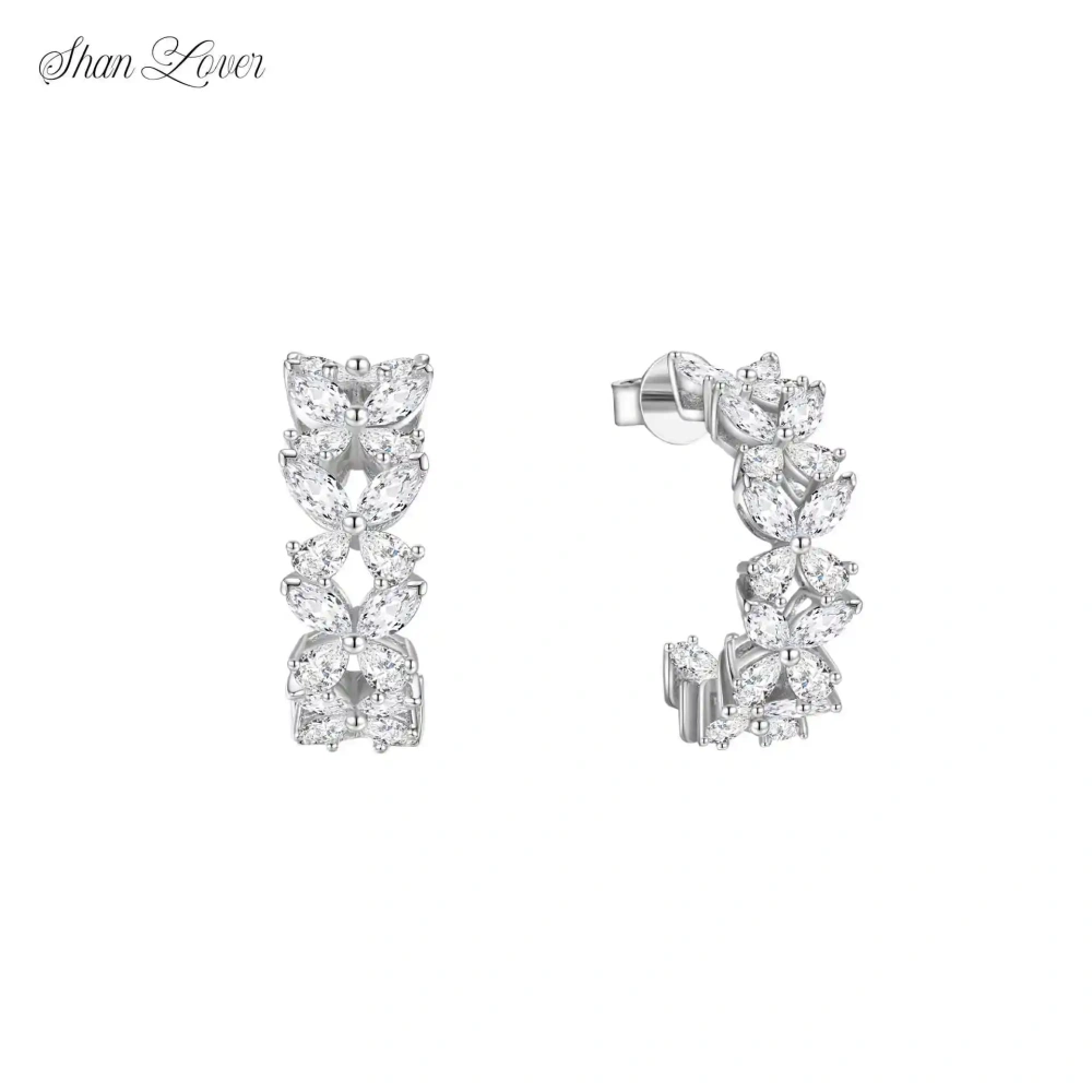 ShanLover Brand 5A Grade CMA Certificate 925 Sterling Silver Full Diamond Butterfly Zircon Earrings for Women Jewelry