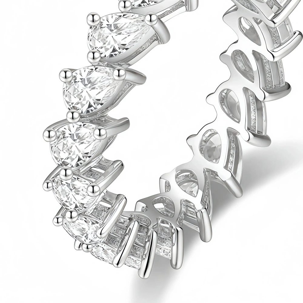 ShanLover Brand High Quality 925 Sterling Silver Diamond Row Ring Precisely Cut Stacked Diamond Ring Fashion Jewelry Accessory