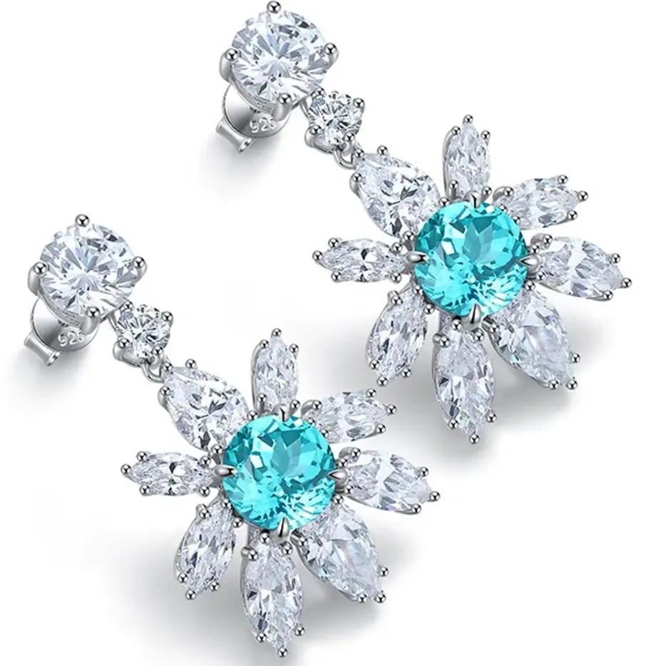 ShanLover BrandHigh Quality Flower Lab Grown Gemstones Necklace Certificate S925 Silver Simple Elegant Daily Wear Jewelry