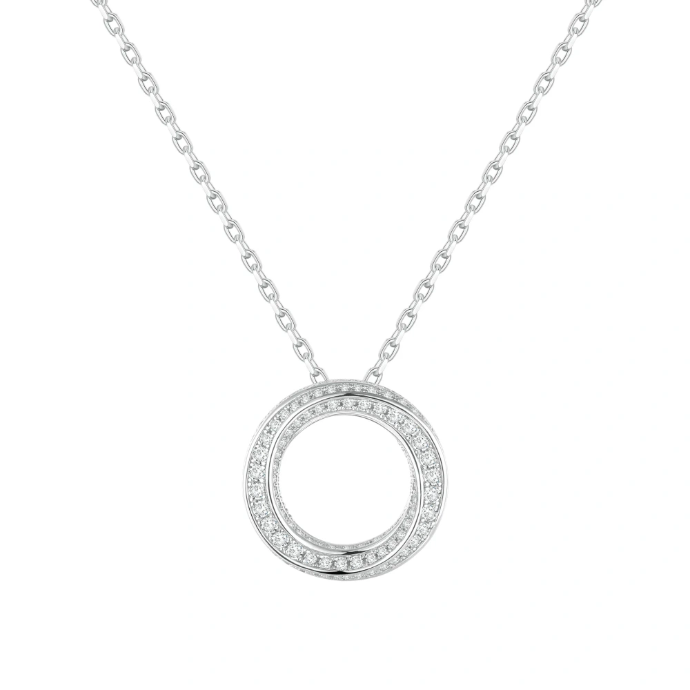 ShanLover Luxury Brand Woman 925 Sterling Silver Pendant Necklace Circle Ring Design Full Gemstones Necklace For Women Jewelry
