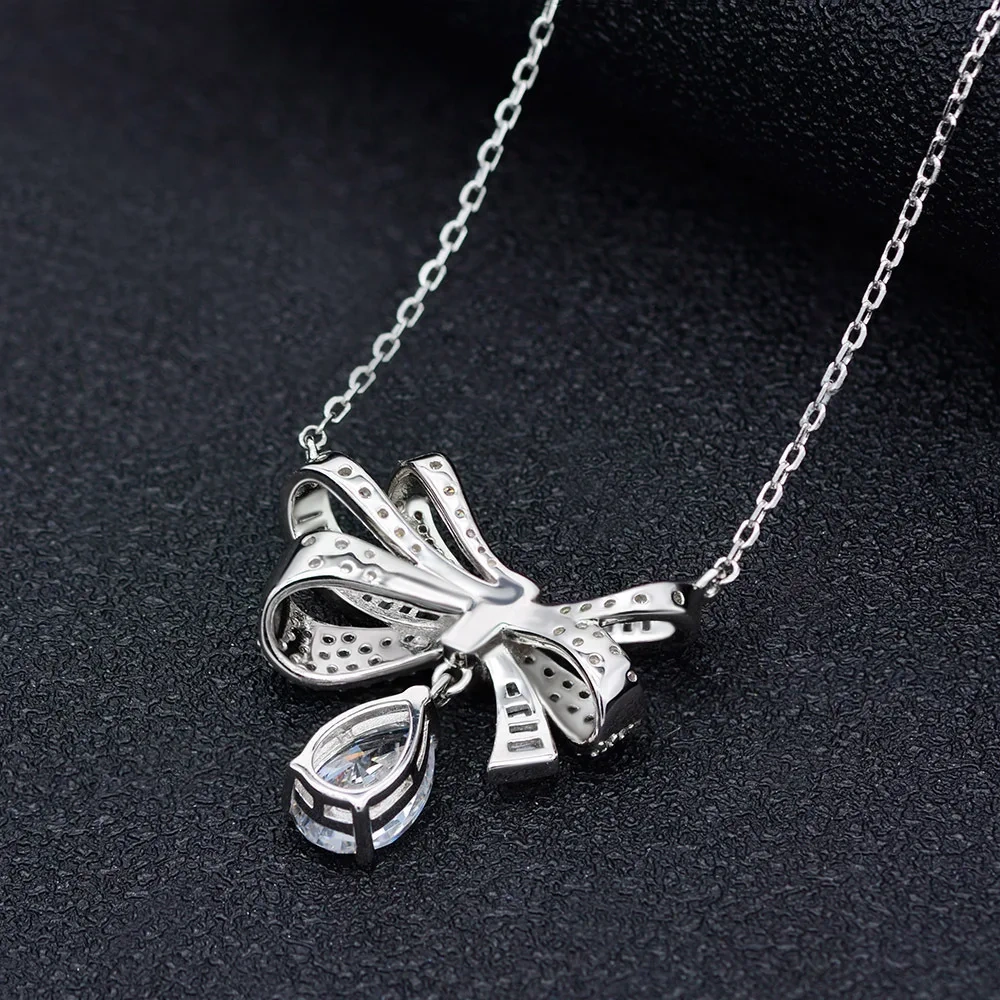 Winkin Winsin Lab Grown Gemstones 925 Sterling Silver Pendant 1.5ct Water Drop Women Necklace Adjustable Length