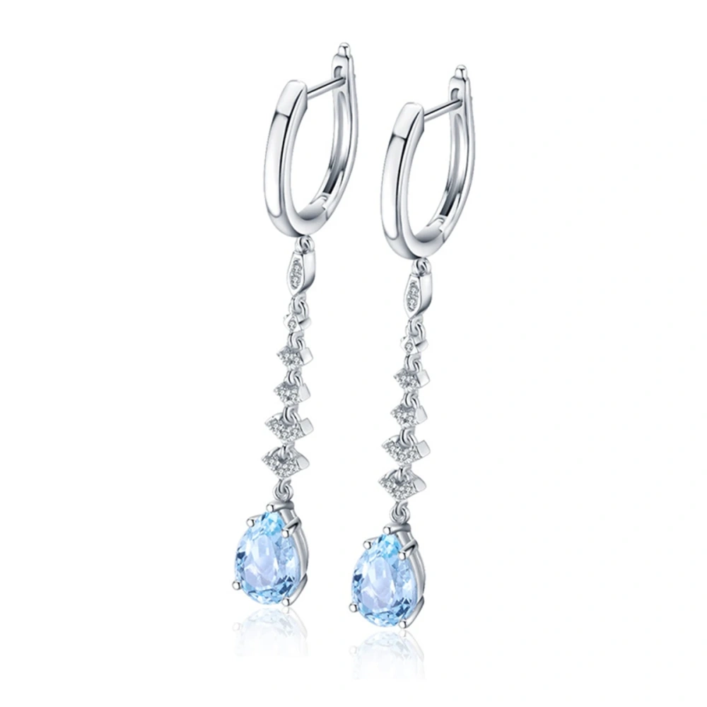 ShanLover Brand Luxury Blue Lab Grown Gemstones 925 Sterling Silver Tassel Stud Earrings for Women CMA Certificate Jewelry