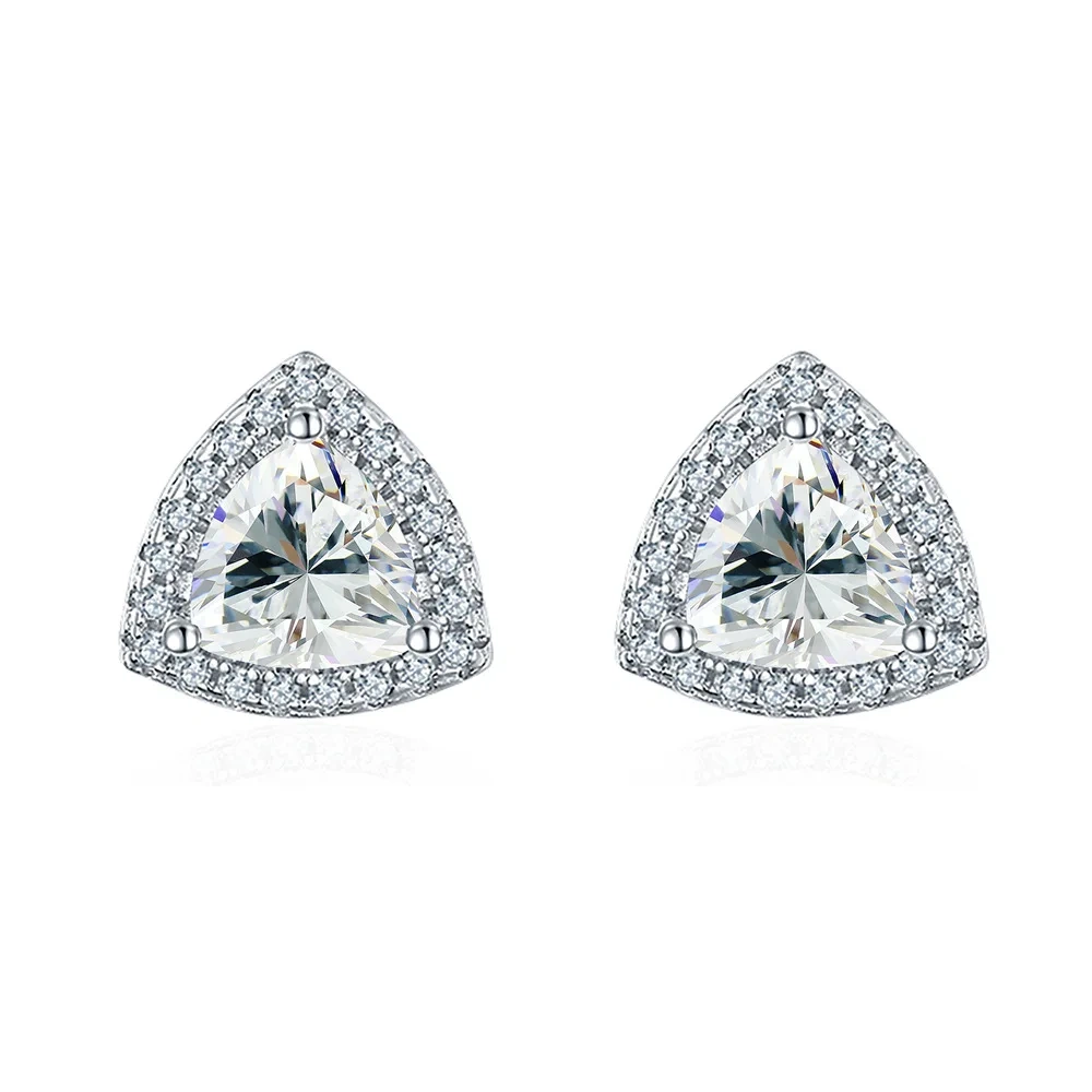 ShanLover Brand 1.2ct Triangular Moissanite Diamond Stud Earrings S925 Sterling Silver Jewelry Fashion for Women