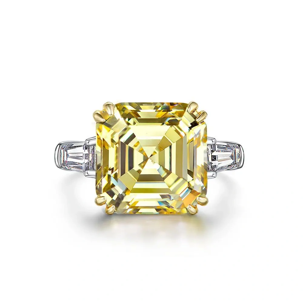 Winkin Winsin S925 925 Sterling Silver Luxury Square Lab Grown Gemstones High Carbon Diamond 7 Carat Ring Jewelry