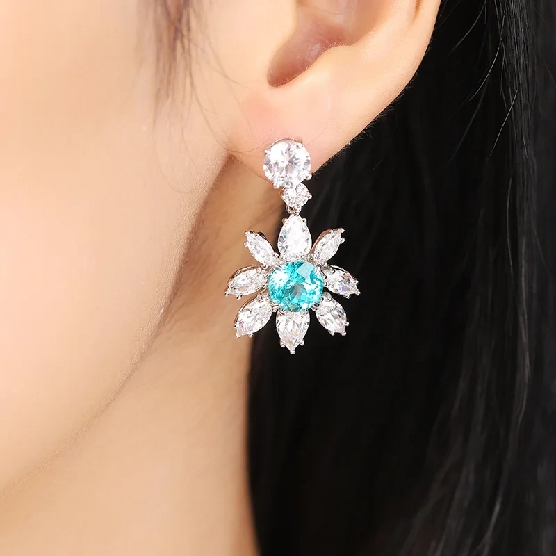 ShanLover BrandHigh Quality Flower Lab Grown Gemstones Necklace Certificate S925 Silver Simple Elegant Daily Wear Jewelry