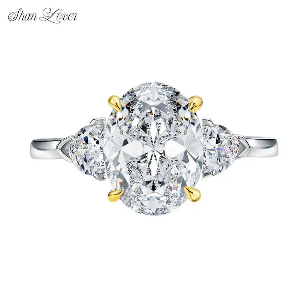 ShanLover Luxury 3ct MST Diamond Moissanite Ring For Woman Man 925 Sterling Silver Moissanite Gemstones Rings Wedding Jewelry