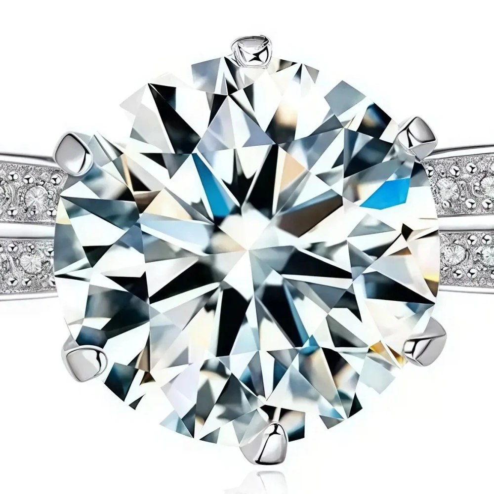 ShanLover Brand MST Top Grade 2 carat 8mm Round Moissanite Ring Diamond 925 Sterling Silver Rings High Quality Jewelry for Women