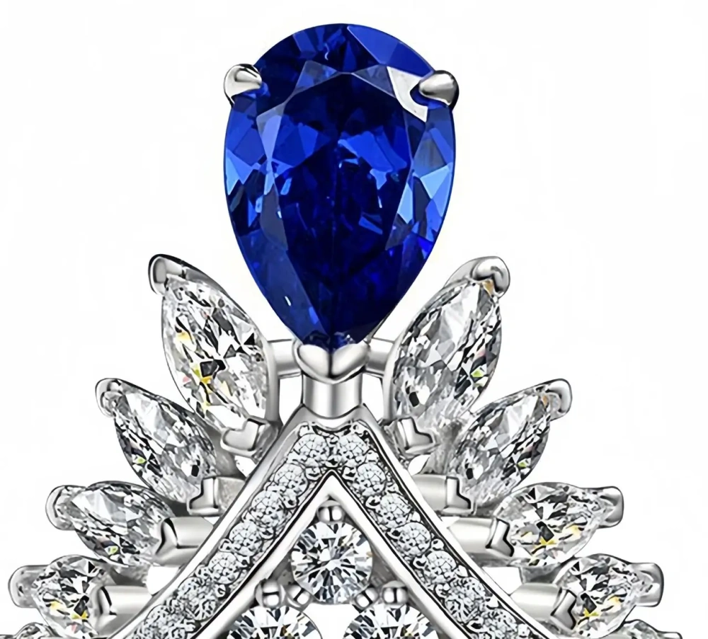 Winkin Winsin 2ct Pear-shaped 7*10 Feather Crown High-grade High-Carbon Diamond Pink S925 Silver Ring