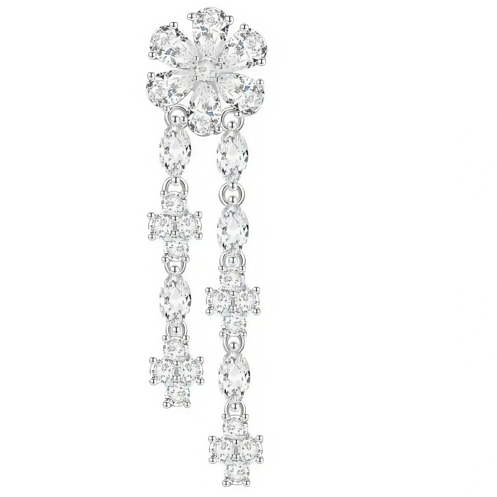 ShanLover Brand Diamond Flower Tassel Pendant Zircon Drop Earrings for Women 925 Sterling Silver 5A Level Luxury Jewelry