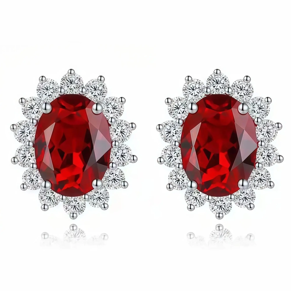 ShanLover Brand Classic Daifei Pei Paraiba Stud Earrings 4.1-Carat 925 Silver Simple Silver Wedding  Earrings  Jewelry ﻿