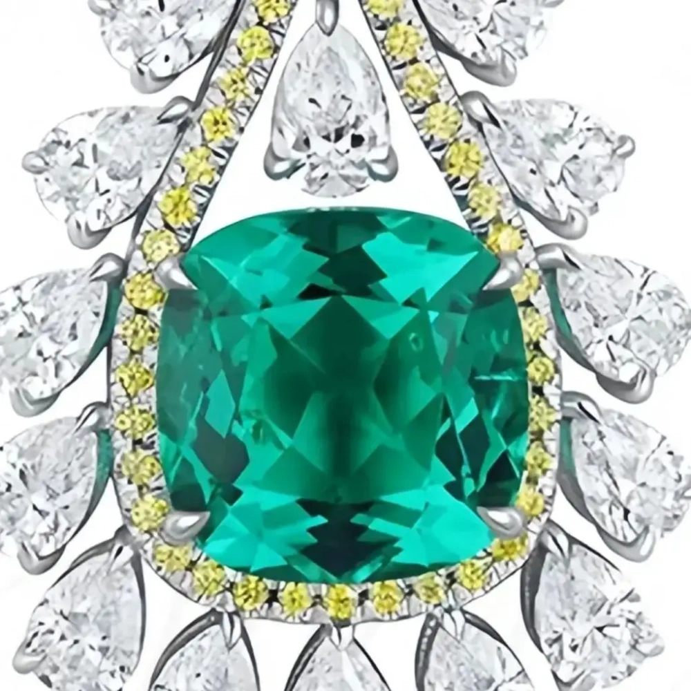 ShanLover 4.2ct Lab Grown Emerald Stud Earrings Green Gemstones Jewelry For Woman Real 925 Sterling Silver Pendant Drop Earrings