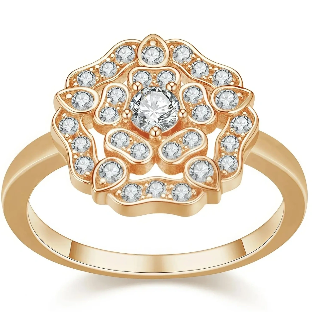ShanLover Brand 925 Sterling Silver Ring For Women with Full Rose Inlay Elegant Light Luxury Sophistication Jewelry