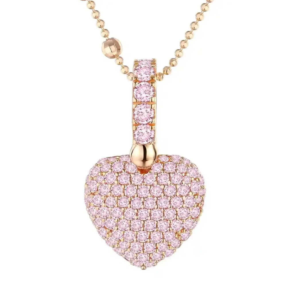 ShanLover Brand Women 925 Sterling Silver Pendants 18k Gold Plating Heart Pendant Chain Necklace Pink Diamond Gemstones Jewelry