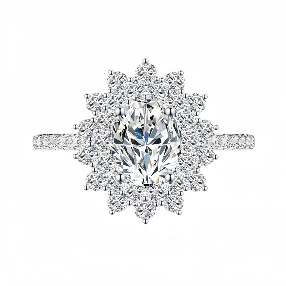 ShanLover Brand Luxury MST Grade Oval Cut Moissanite Diamond Ring for Women 925 Sterling Silver Fashion Gemstones Rings Jewelry