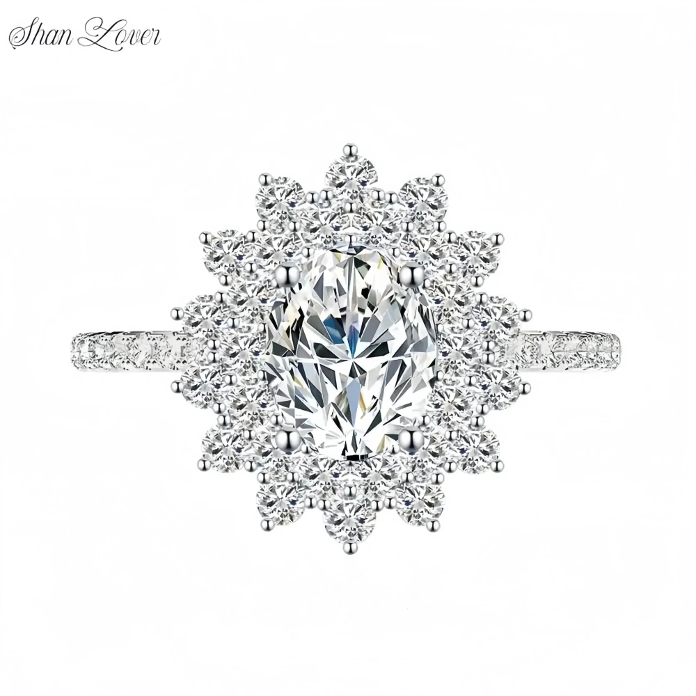 ShanLover Brand Luxury MST Grade Oval Cut Moissanite Diamond Ring for Women 925 Sterling Silver Fashion Gemstones Rings Jewelry