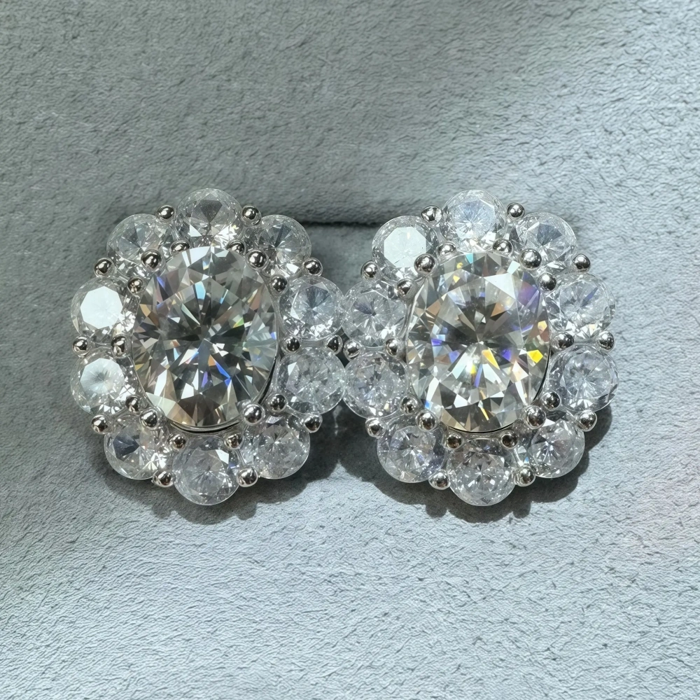 ShanLover Brand High Quality 925 Sterling Silver 2ct Moissanite Diamond Stud Earrings CMA Certificate Luxury Stud Earrings