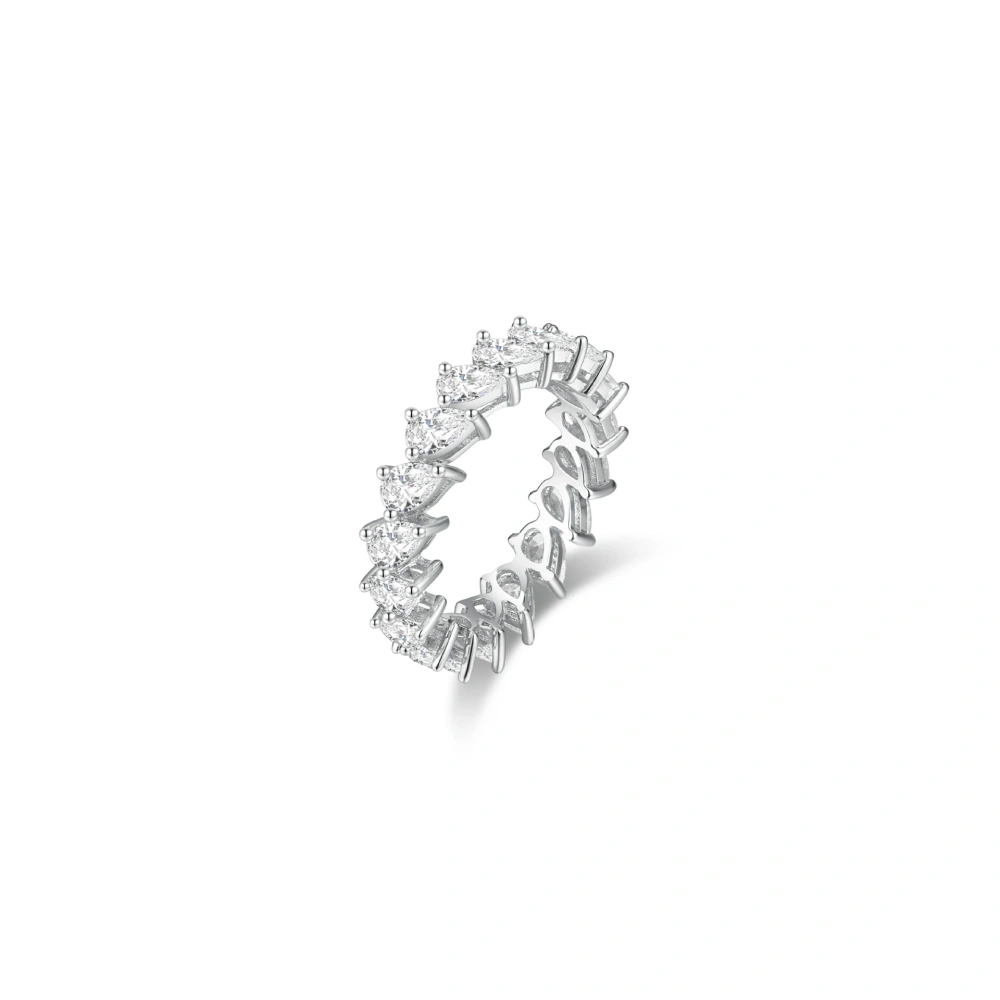 ShanLover Brand High Quality 925 Sterling Silver Diamond Row Ring Precisely Cut Stacked Diamond Ring Fashion Jewelry Accessory