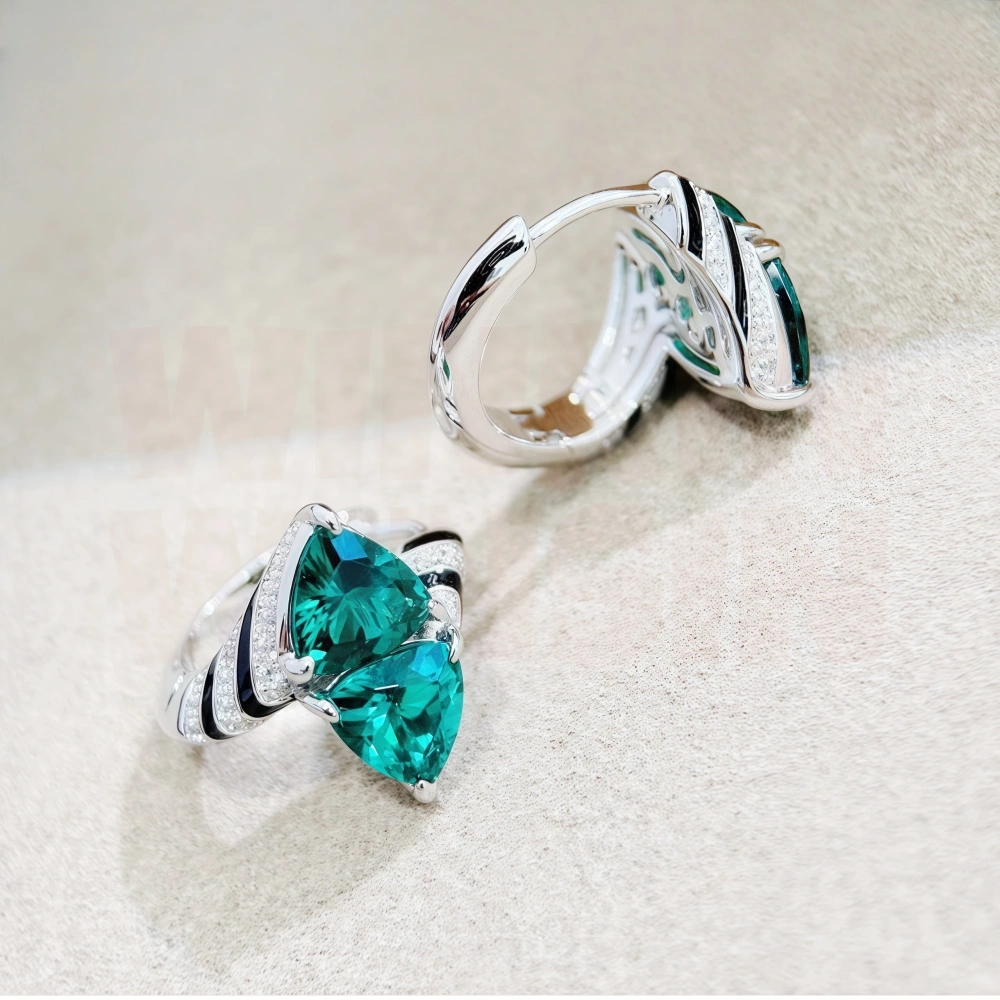 Winkin Winsin Luxury 925 Sterling Silver Leopard Stud Earrings Fashion Zebra Pattern Emerald Green Gemstones Earrings Jewelry