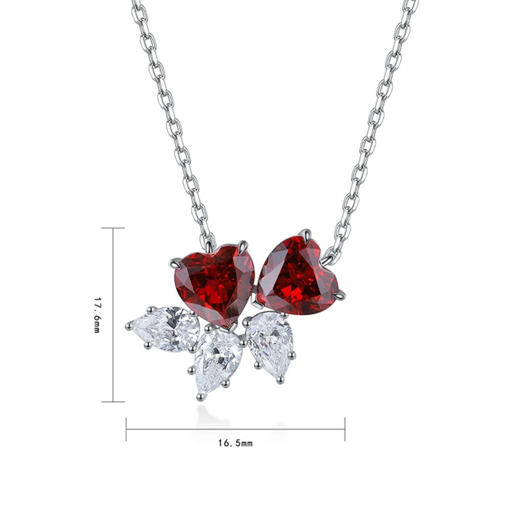 ShanLover Brand Luxury Brand Designer Heart shaped Women S925 Jewelry Set  Necklace Laboratory Grown Ruby Pendant Jewelry