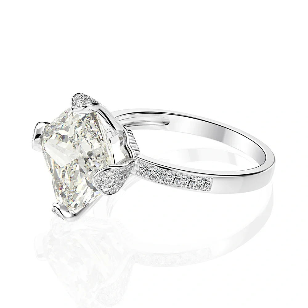 Winkin Winsin 6 Carat Lab Grown Gemstones High Carbon Diamond Ring Ice Flower 925 Sterling Silver Ring For Women