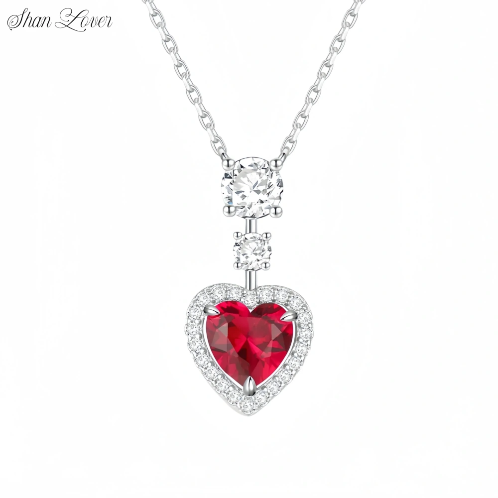 ShanLover Luxury Brand High Quality CMA Certificate 925 Sterling Silver Necklace Pendant Jewelry Ruby Heart Pendant For Woman